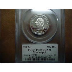 2002-S MISSISSIPPI QUARTER PCGS PR69 DCAM