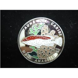 1994 CUBA SILVER PROOF 10 PESO COLORIZED FAUNA
