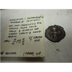 641-651 A.D. BYZANTIUM-CONSTANTINOPLE II ANCIENT COIN, VERY FINE