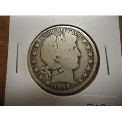 1896-O BARBER HALF DOLLAR WITH INITIAL CARVED ON REV.