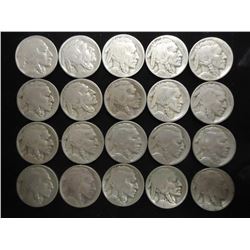 20 ASSORTED 1920'S BUFFALO NICKELS