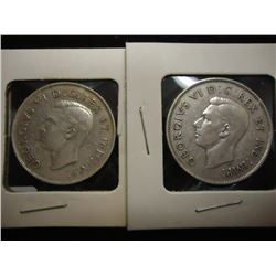 1943 & 1944 CANADA SILVER 50 CENTS