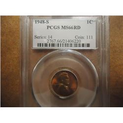 1948-S LINCOLN CENT PCGS MS66RD