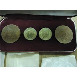 1964 JERSEY PROOF SET ORIGINAL MINT PACKAGING STILL IN ORIGINAL CELLOPHANE ENVELOPES, 4 COINS