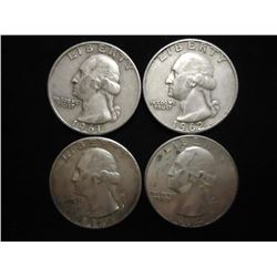 4 ASSORTED WASHINGTON SILVER QUARTERS