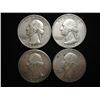 Image 1 : 4 ASSORTED WASHINGTON SILVER QUARTERS