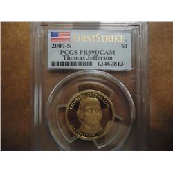 2007-S JEFFERSON DOLLAR PCGS PR69 DCAM 1ST STRIKE