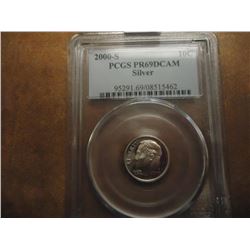 2000-S SILVER ROOSEVELT DIME PCGS PR69 DCAM