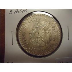 1948 MEXICO SILVER 5 PESOS .8680 OZ. ASW