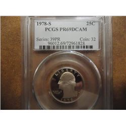 1978-S WASHINGTON QUARTER PCGS PR69 DCAM