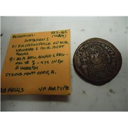527-565 A.D. BYZANTIUM JUSTINIAN I ANCIENT COIN DOLLAR SIZE
