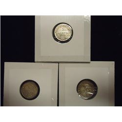 1912,1929 & 1944 NEWFOUNDLAND SILVER 5 CENTS