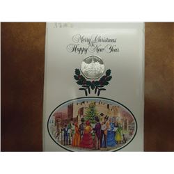 ISLE OF MAN 1982 PROOF SILVER XMAS DOUBLE CROWN IN CHRISTMAS CARD