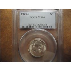1945-S 35% SILVER JEFFERSON WAR NICKEL PCGS MS66