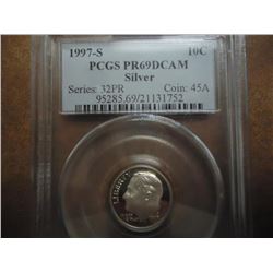 1997-S SILVER ROOSEVELT DIME PCGS PR69 DCAM