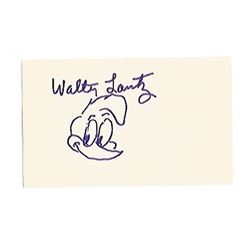 Walter Lantz Signed Page With Original Sketch