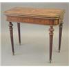 Image 1 : A late 19th century French gilt metal mounted figured walnut and mahogany card table, with finely...