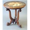 Image 1 : A late Regency rosewood circular occasional table, inset agate top on three downswept legs, carve...