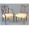 Image 1 : A set of eight Sheraton mahogany dining chairs, (including two with arms), with pierced and swagg...