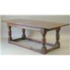 Image 1 : An early 17th century design oak refectory table, with four plank top on turned column legs, with...