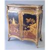 Image 1 : A Victorian ormolu mounted chinoiserie lacquered serpentine cabinet stamped C. Mellier & Co., Lon...