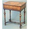 Image 1 : An early 20th century walnut William and Mary design rectangular sewing box, on knopped and balus...