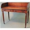 Image 1 : A George IV mahogany washstand, with splash back and two frieze drawers, fitted wood knob handles...