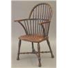 Image 1 : A Victorian mahogany Windsor chair, with turned spindle curved back and rope twist arm supports,...