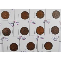 (11) INDIAN HEAD CENTS (1881, 1882, 1883, 1884, 1885, 1886, 1887, 1888, 1889,