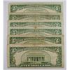 Image 2 : (6) LOW GRADE $5 (BLUE & RED SEAL) NOTES