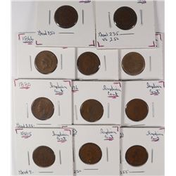 (11) INDIAN HEAD CENTS (1862, 1864, 1866, 1875, 1876, 1880, 1881, 1883, 1885,