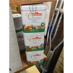 HEDLEY'S CLASSIC GREEN TEA - 6 TINS X 40 STRING &0 BAG TEA PER LOT- RETAIL APPROX. $60