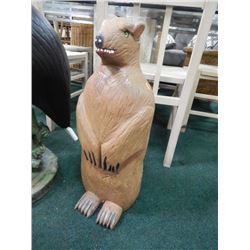 HAND CRAFTED -WOOD CARVED -FOLK ART STATUE - BEAR 26"