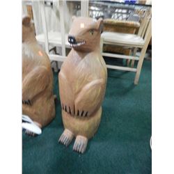 HAND CRAFTED -WOOD CARVED -FOLK ART STATUE - BEAR