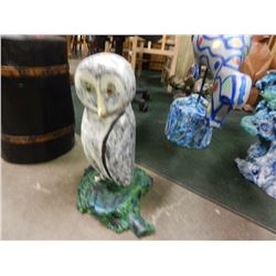 HAND CRAFTED -WOOD CARVED -FOLK ART STATUE - OWL