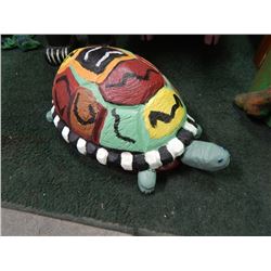 HAND CRAFTED -WOOD CARVED -FOLK ART STATUE - TURTLE