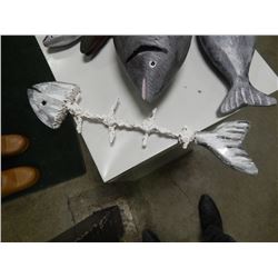 HAND CRAFTED -WOOD CARVED -FOLK ART STATUE - FISH SKELETONS - 4