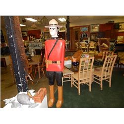 HAND CRAFTED -WOOD CARVED -FOLK ART STATUE - RCMP STATUE - LIFE SIZE