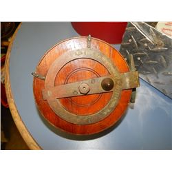 PEETZ STYLE FISHING REEL - HAND CRAFTED WITH WOOD AND BRASS - STAMPED IN BRASS -"MADE BY N. LUPKOSKI