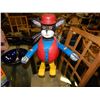 Image 1 : HAND CRAFTED -WOOD CARVED -FOLK ART STATUE - CAT - RED HAT - YELLOW FEET - RED VEST -