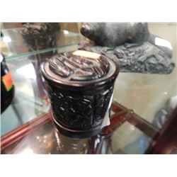 CARVED PEARLITE NATIVE BOWL - WITH LID
