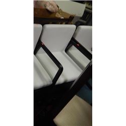 WHITE LEATHER UPHOLSTERED CHAIRS - WITH ARMS