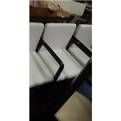 WHITE LEATHER UPHOLSTERED CHAIRS - WITH ARMS