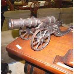 Cast BRONZE cannon figurine with moving parts 4.5" x 7" x 16" Long.