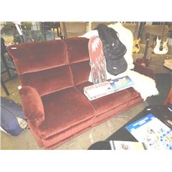 RECLINING CHESTERFIELD - UPHOLSTERED - BURGANDY