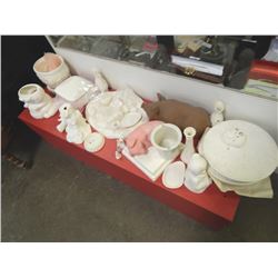 LOT OF ASSORTED CERAMICS -  BENCH FULL