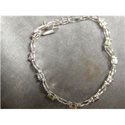 BRACLET - STERLING SILVER TENNIS BRACLET WITH MULTI GENUINE GEMSTONES TOTALING 6.0CT - RETAIL~$ 575