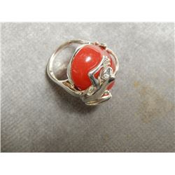 RING - AMBER WRAPPED IN STERLING SILVER FROG RETAIL ~$250