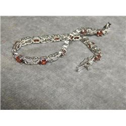 BRACLET - 6 CTW GARNET TENNIS BRACELET SET WITH DIAMOND - SUGGESTED RETAIL $450