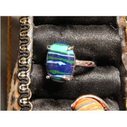 RING SOLD ON CHOICE - STRIPED TURQUOISE GEMSTONE